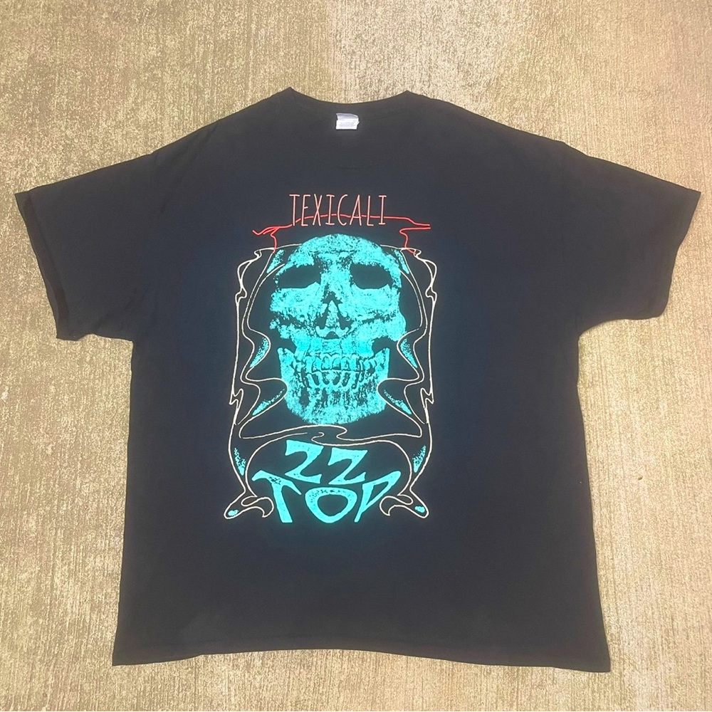 ZZ Top Rock Band Texicali Graphic T-Shirt Size XL Gildan Tag Music Tour Merch